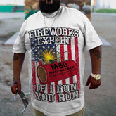 Plus Size Men'sFireworks Expert If I Run You Run T-Shirt